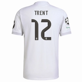 adidas Trent Alexander-Arnold Real Madrid Authentic Home Jersey 25/26 w/ Champions League Patches (White) Dynamic Fit Technology