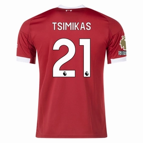 Crisp Details adidas Tsimikas Men's Liverpool Home Jersey 25/26 w/ NRFR   EPL Champions Patch (Strawberry Red)