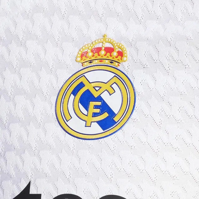 adidas Vini Jr. Real Madrid Authentic Home Jersey w/ La Liga Patches 24/25 (White/Black) Cool Look Lightweight Knit
