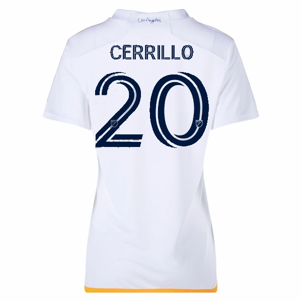 adidas Womens LA Galaxy Edwin Cerrillo Home Jersey 24/25 (White/Yellow/Navy) Core Movement Performance Fit