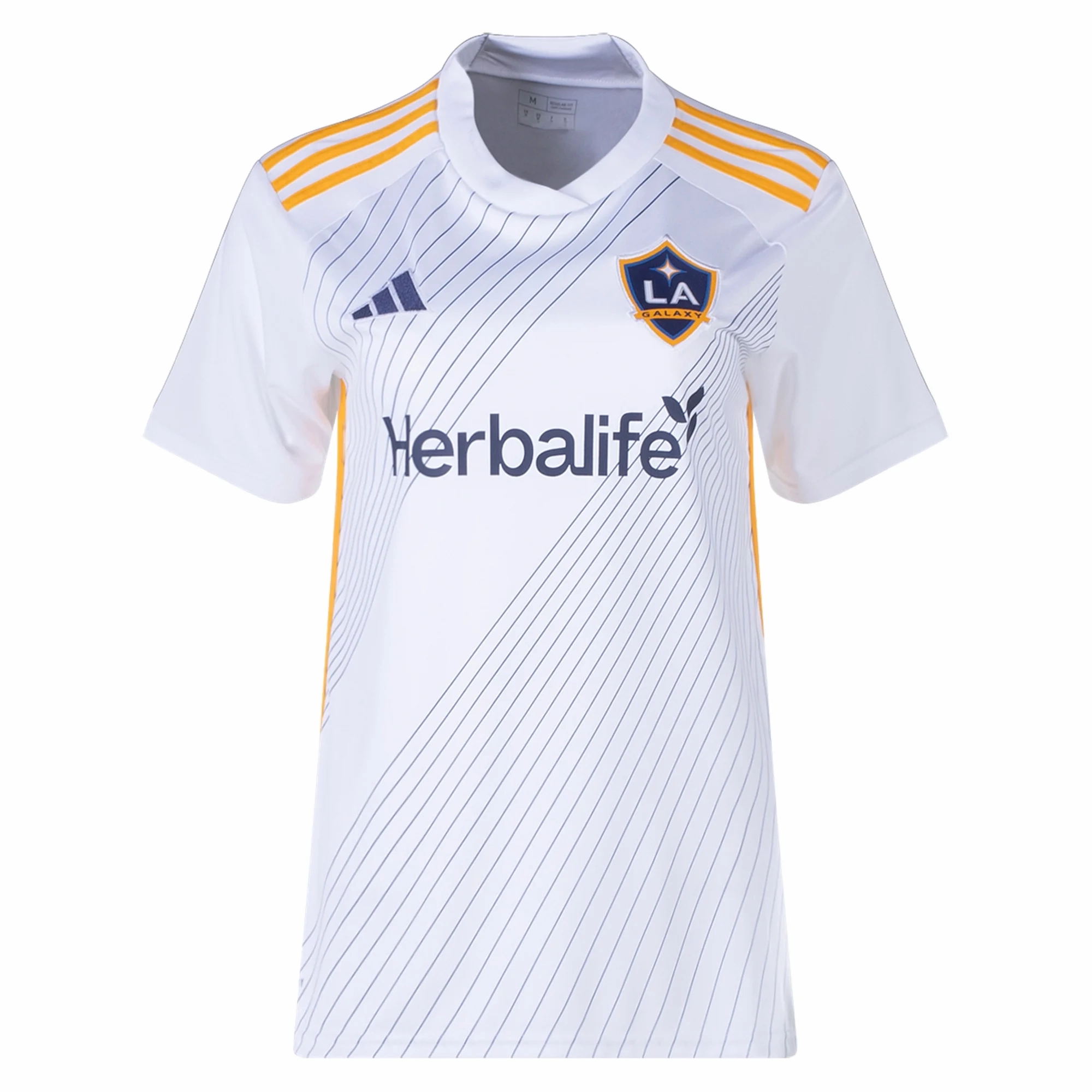 adidas Womens LA Galaxy Home Jersey 24/25 (White/Yellow/Navy) Athletic Silhouette