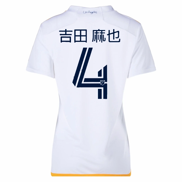 adidas Womens LA Galaxy Maya Yoshida Home Jersey 24/25 (White/Yellow/Navy) High Collar Design