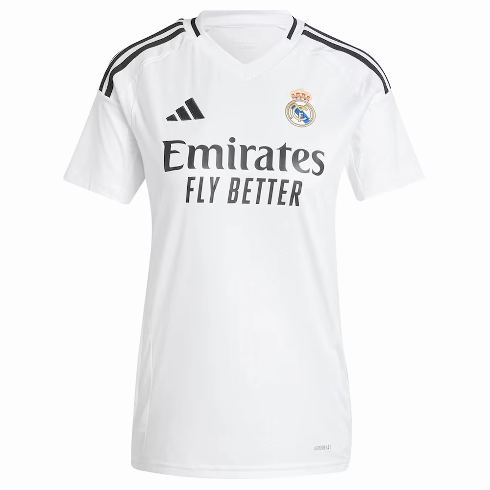 adidas Womens Real Madrid Vini Jr. Home Jersey 24/25 (White/Black) Multipurpose Sports Gear