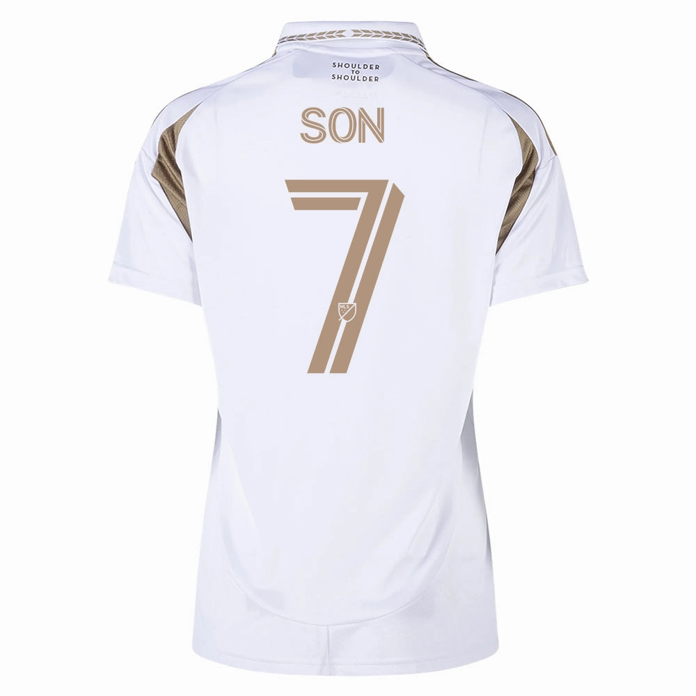 Hydrophobic Finish Dynamic Wear adidas Womens Son Heung-min LAFC Away Jersey 25/26 (White/Gold)