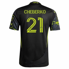 adidas Yevhen Cheberko Columbus Crew Authentic Away Jersey w/ MLS Patches 25/26 (Black/Yellow) Body Mapping Technology
