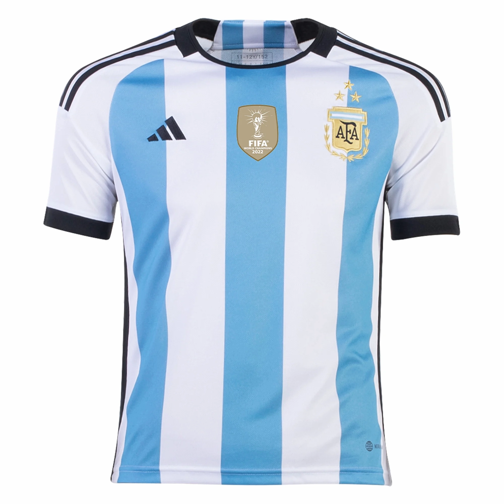 adidas Youth Argentina Home 3 Star Jersey 22/23 (Light Blue/White) Stretch Fit