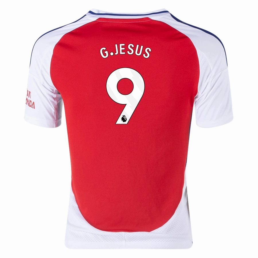 Wind Resistant Coating Recycled Polyester Blend adidas Youth Arsenal Gabriel Jesus Home Jersey 24/25 (Better Scarlet/White)