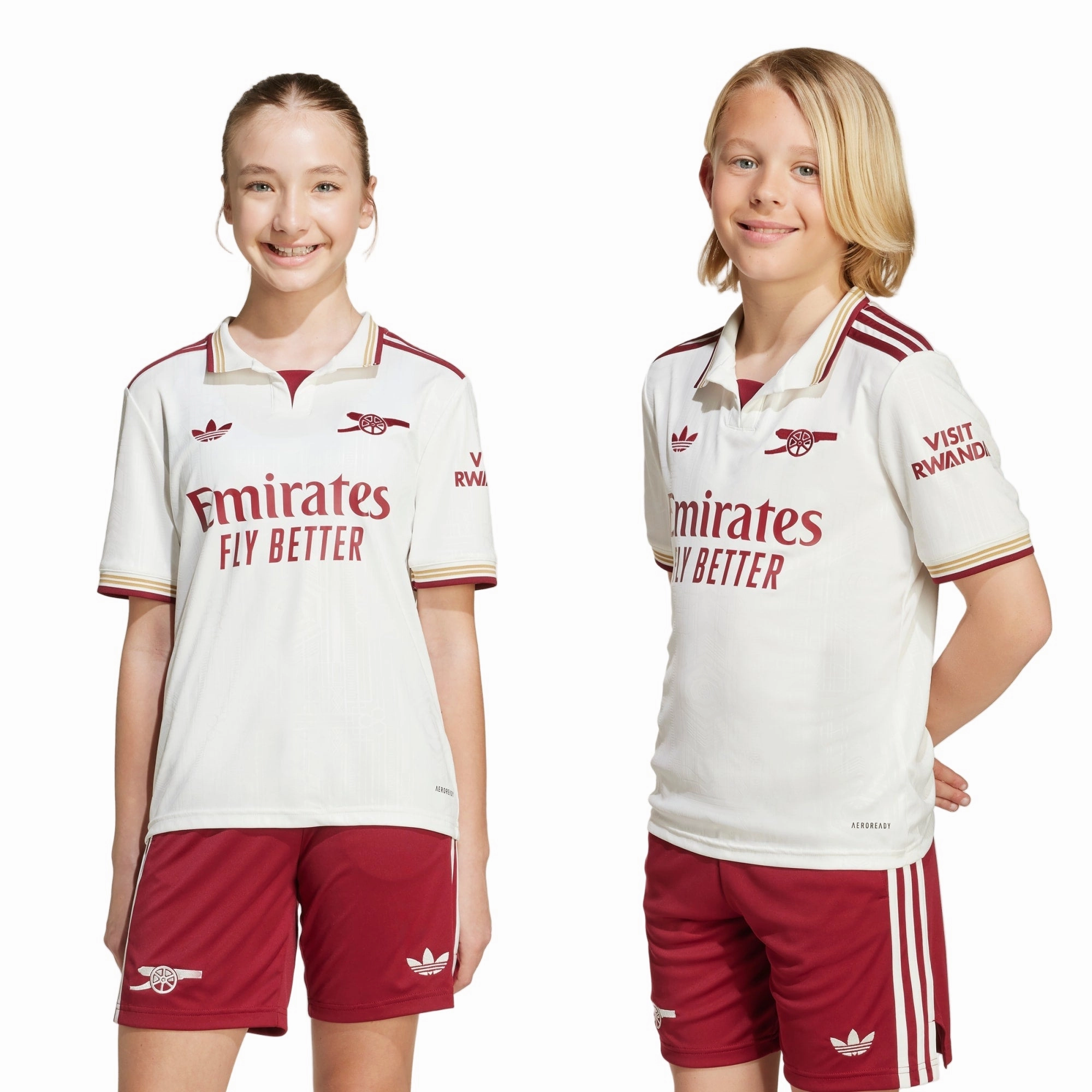 Rush Hour Brushed Inner Lining adidas Youth Arsenal Third Jersey 25/26 (White/Burgundy)
