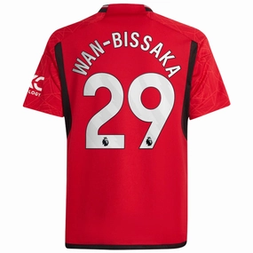 adidas Youth Manchester United Aaron Wan-Bissaka Home Jersey 23/24 (Team College Red) Reinforced Seams