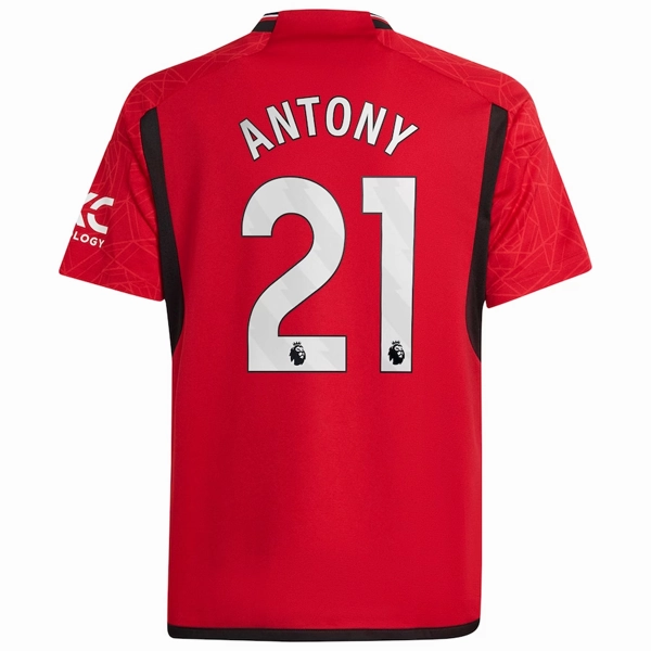 adidas Youth Manchester United Antony Home Jersey 23/24 (Team College Red) Flexible Fit