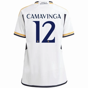 adidas Youth Real Madrid Camavinga Home Jersey 23/24 (White) Neutral Style