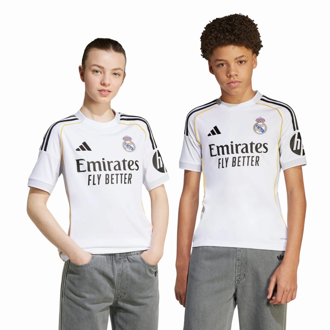Non Chafing Neckline adidas Youth Real Madrid Home Jersey 25/26 (White)