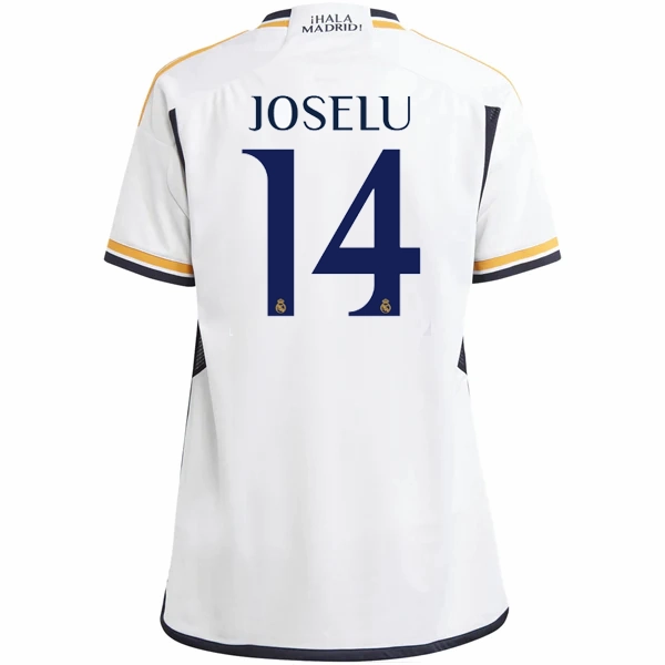 adidas Youth Real Madrid Joselu Home Jersey 23/24 (White) Double Layered Edging
