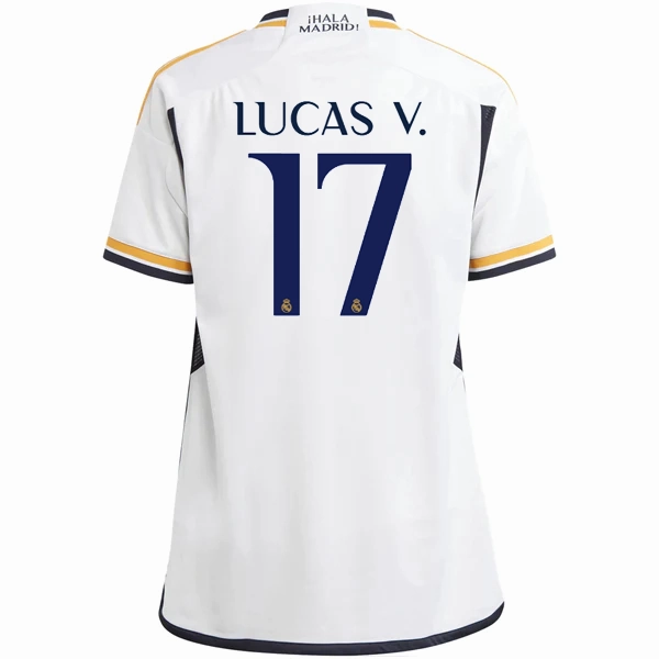 adidas Youth Real Madrid Lucas Vazquez Home Jersey 23/24 (White) Zero Slip Inner Layer Stretch Trim