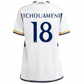 Bold Vibe Training Ready Gear adidas Youth Real Madrid Tchouameni Home Jersey 23/24 (White)