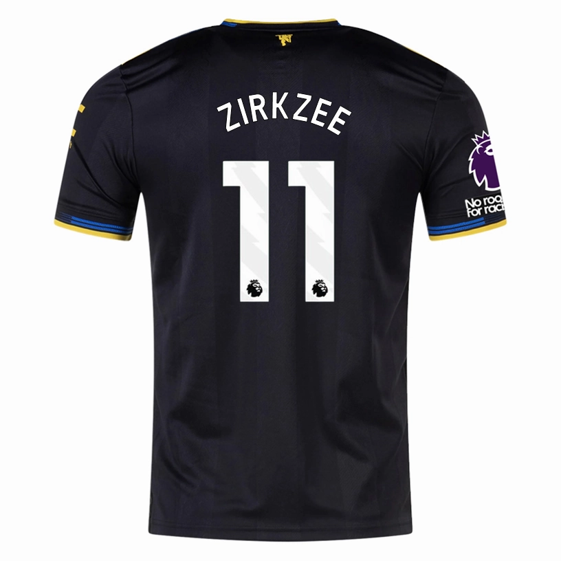 adidas Zirkzee Men's Manchester United Authentic Third Jersey 25/26 w/ NRFR   EPL Patches (Black) Ultra Soft Lining Sport Style
