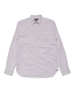 Beams Plus B.D. Oxford Candy Stripe Wine Winter Comfort Embroidered Detail