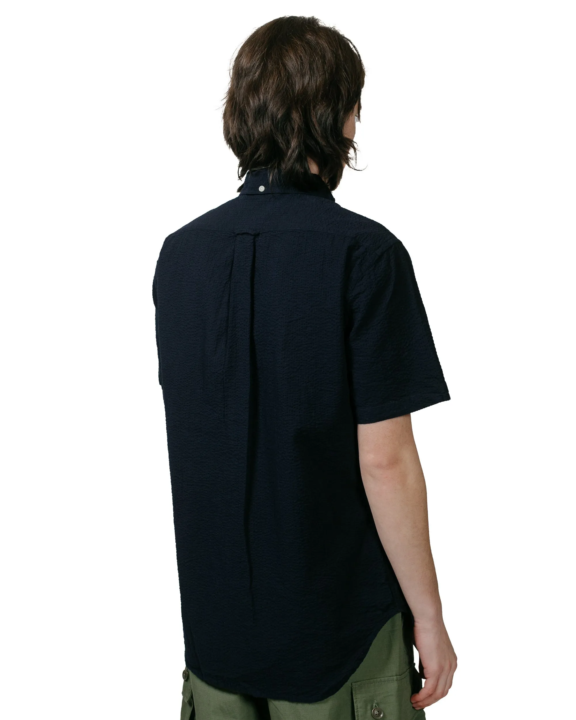 Gitman Vintage Bros. Navy Overdye Seersucker Short Sleeve Shirt Stylish Design
