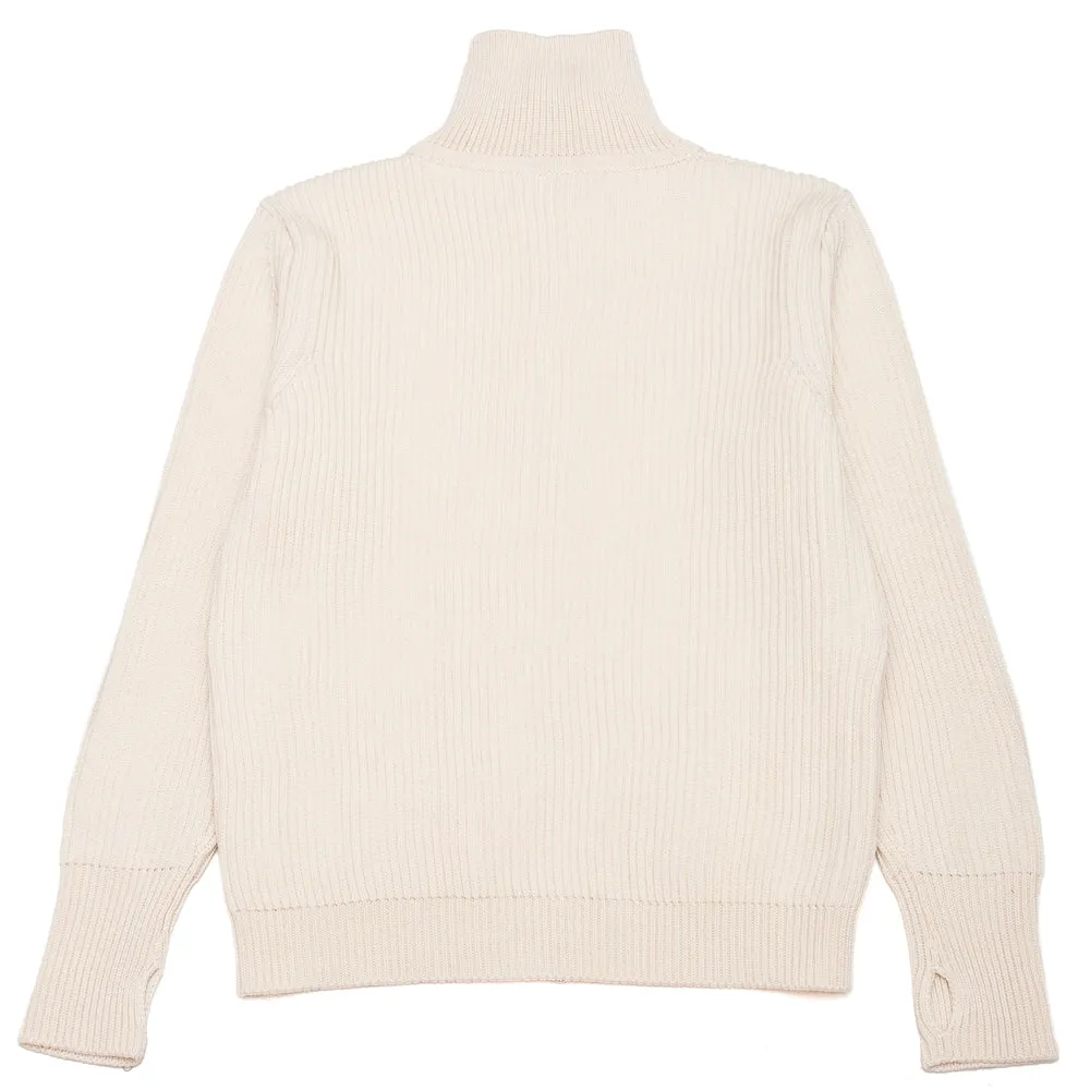fuzzy texture Bow Accents Andersen-Andersen Navy Full-Zip with Pockets Off-White