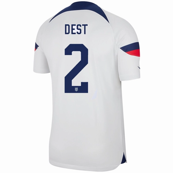 Lockstitch Detailing Ergonomic Cut Nike United States Authentic Match Sergino Dest Home Jersey 22/23 (White/Loyal Blue)