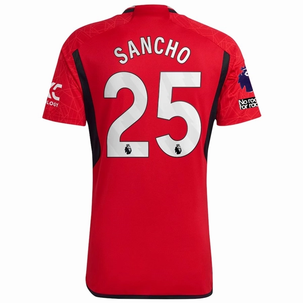 Action Gear Non Irritating Tags adidas Manchester United Jadon Sancho Home Jersey 23/24 w/ EPL   No Room For Racism Patches (Team College Red)