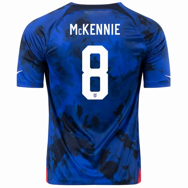 Soft touch finish Nike United States Weston Mckennie Away Jersey 22/23 (Bright Blue/White)
