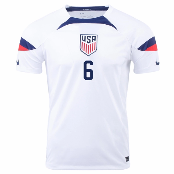 Anti Snag Fabric Nike United States Yunus Musah Home Jersey 22/23 (White/Loyal Blue)