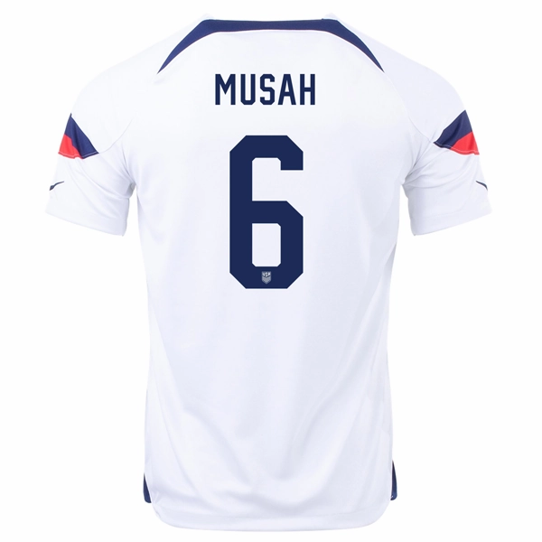 Nike United States Yunus Musah Home Jersey 22/23 (White/Loyal Blue) Thermal Barrier Interlock