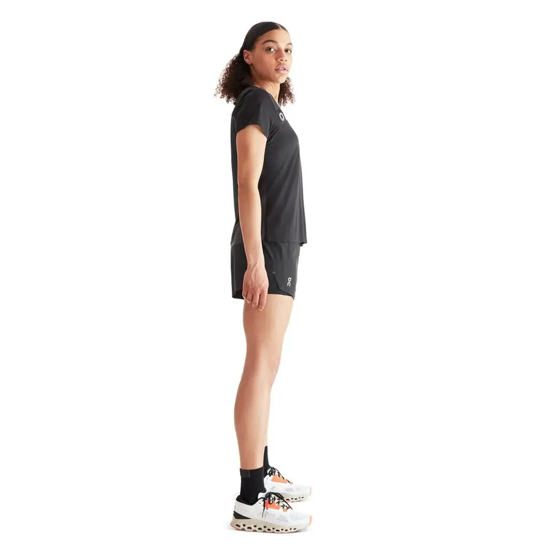 WaterRepellentCoating NonRestrictive Fit Womens On Running OAC Running Shorts - Black