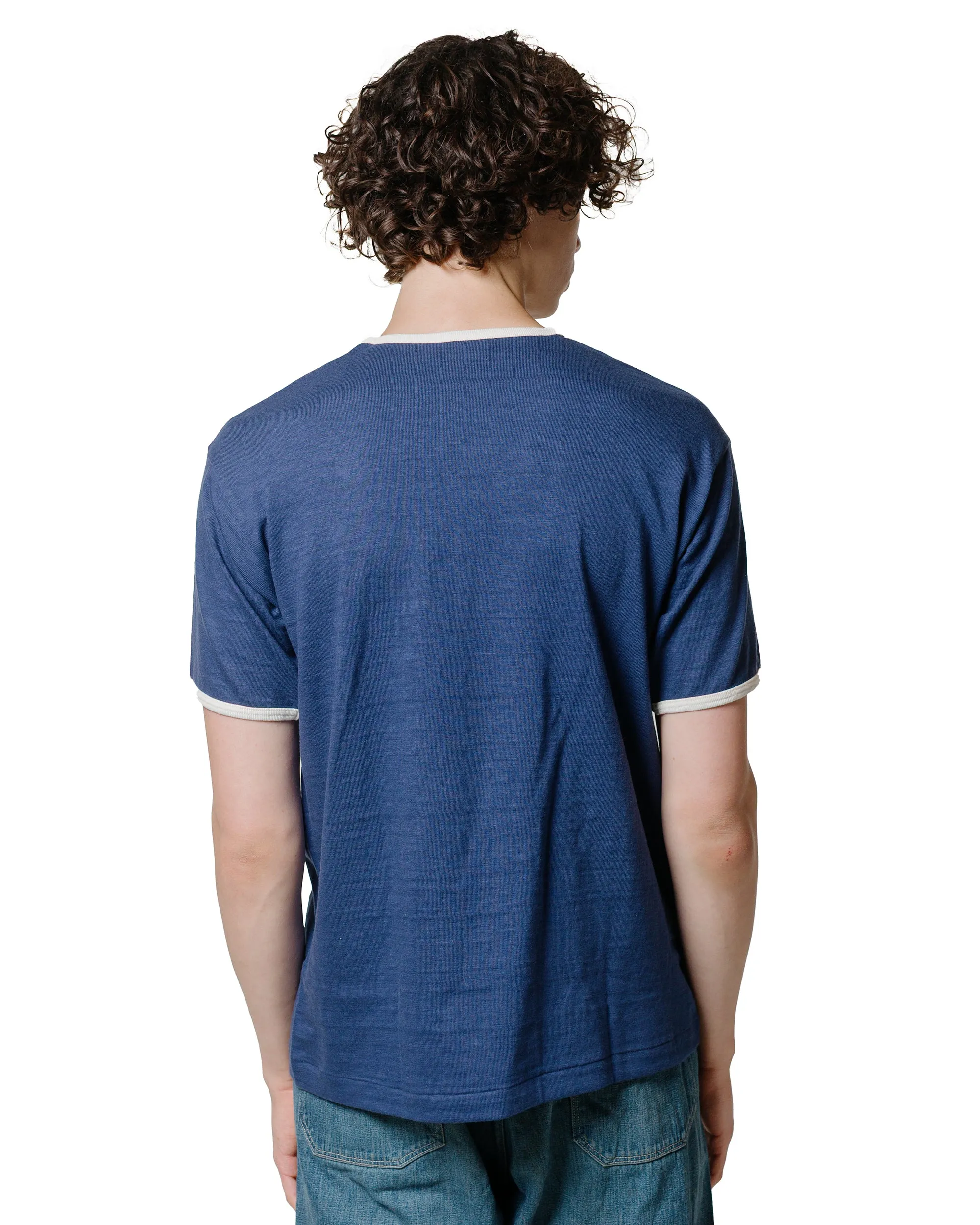 Warehouse Lot. 4059 Ringer T Plain Navy/Cream Quality Layer Washable fabric