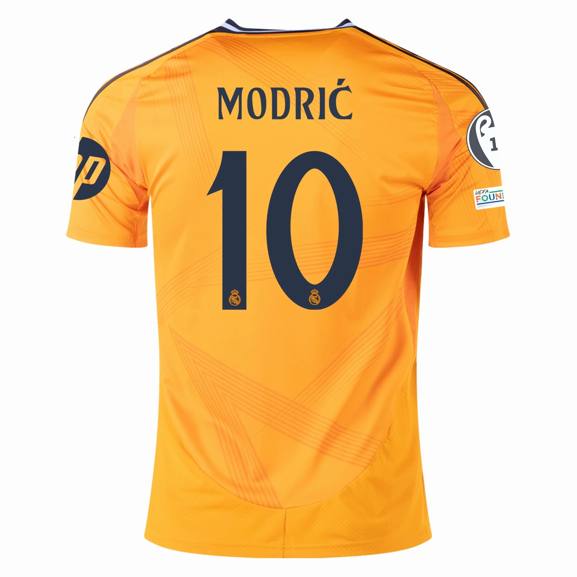 adidas Real Madrid Luka Modric Away Jersey w/ Champions League Patches 24/25 (Crew Orange) Mesh Panel Ventilation Ergonomic Articulated Fit
