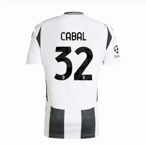 adidas Juventus Authentic Juan Cabal Home Jersey w/ Champions League   Copa Italia Patches 24/25 (White/Black) High Compression Support Urban Flex
