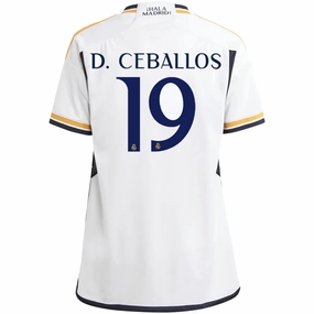adidas Youth Real Madrid Dani Ceballos Home Jersey 23/24 (White) Airflow Enhancing Texture Stretch Comfort