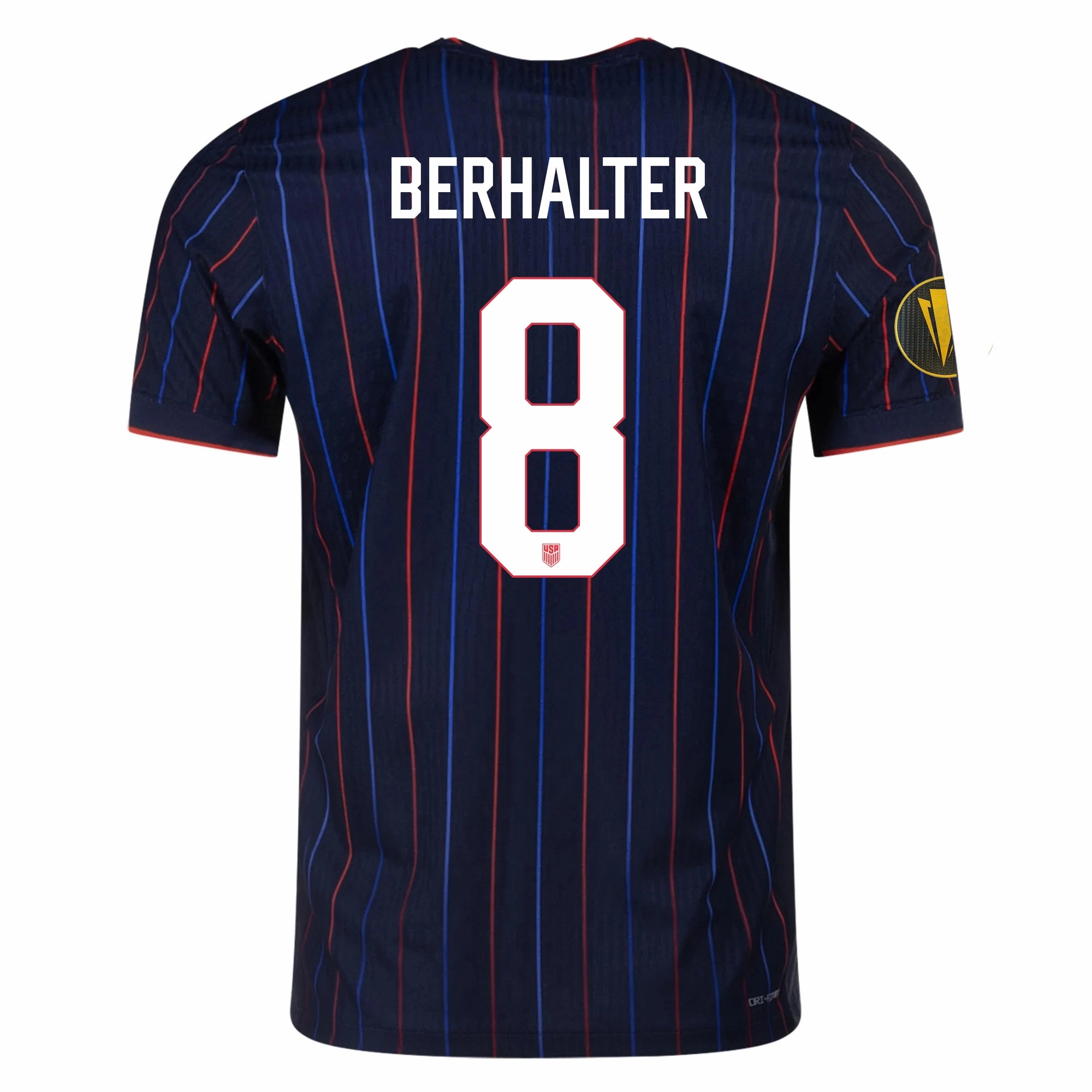 Agility Wear Nike Sebastian Berhalter United States Away Match Authentic Jersey 25/26 w/ Gold Cup 2025 Patch (Obsidian/Challenge Red)