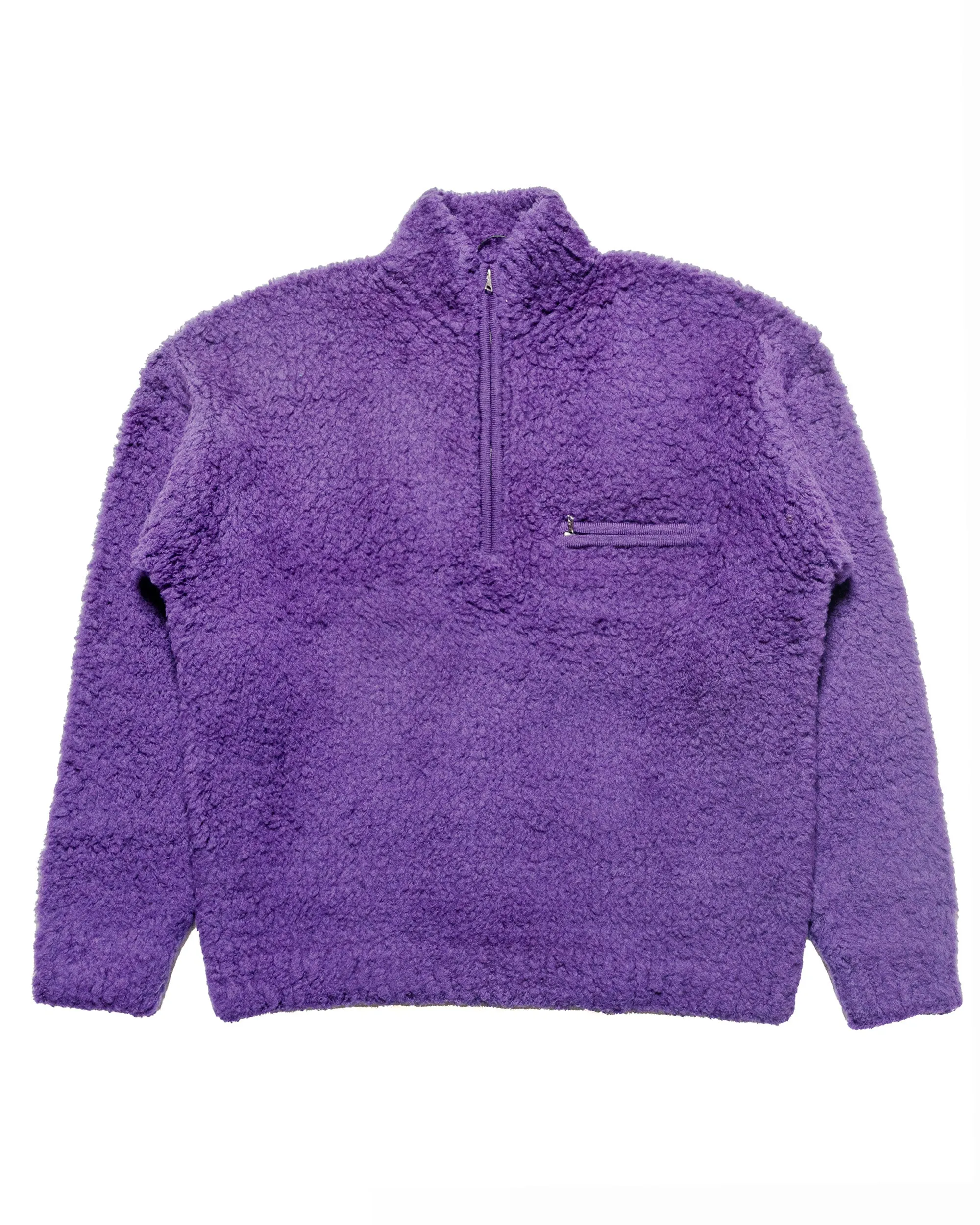 Auralee Merino Wool Boa Knit Half Zip P/O Purple Comfortable Fashion UV Protection