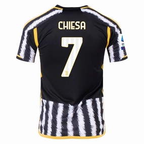 adidas Chiesa Juventus Home Jersey w/ Serie A Patch 23/24 (Black/White) Sublimation Print Ready Machine Washable Durability