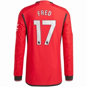 Wrinkle resistant fabric Dynamic Air adidas Manchester United Authentic Fred Long Sleeve Home Jersey w/ EPL   No Room For Racism Patches 23/24 (Team College Red)