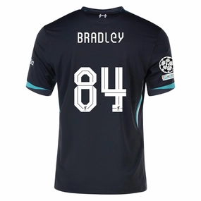 Nike Liverpool Connor Bradley Away Jersey w/ Champions League Patches 24/25 (Night Forest/Washed Teal) Flexible Cuff Technology Non Slip Hem