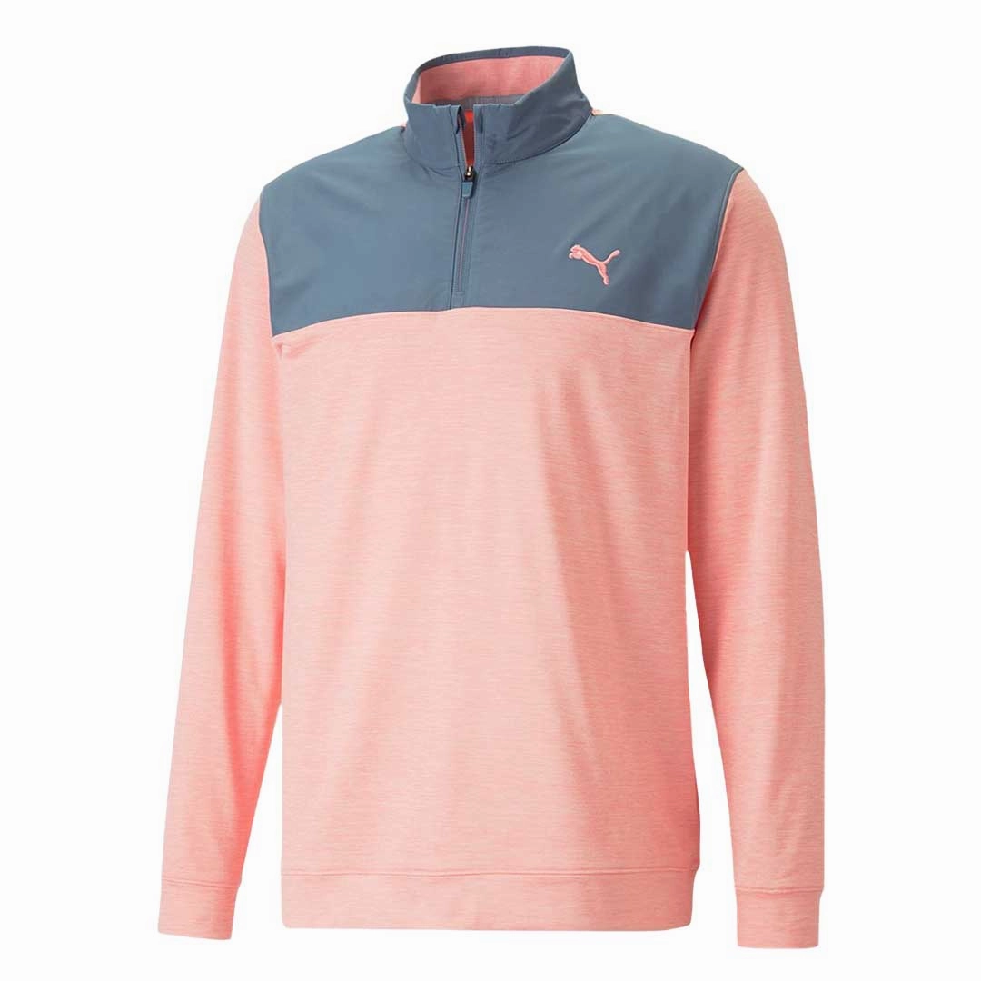 Anti Microbial Finish Non Irritating Seams Puma - Men's Cloudspun Colorblock 1/4 Zip Sweater (537463 05)