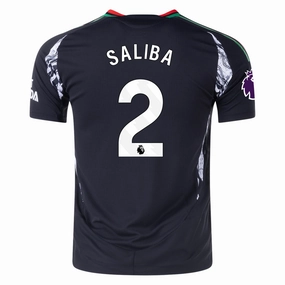 adidas Arsenal Authentic William Saliba Away Jersey w/ EPL Patch 24/25 (Black) Non Slip Hem