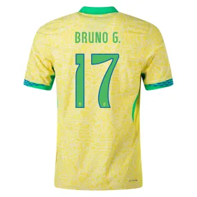 Nike Mens Brazil Bruno Guimar?es Home Jersey 24/25 (Dynamic Yellow/Lemon Chiffon/Green Spark) Breath Ready
