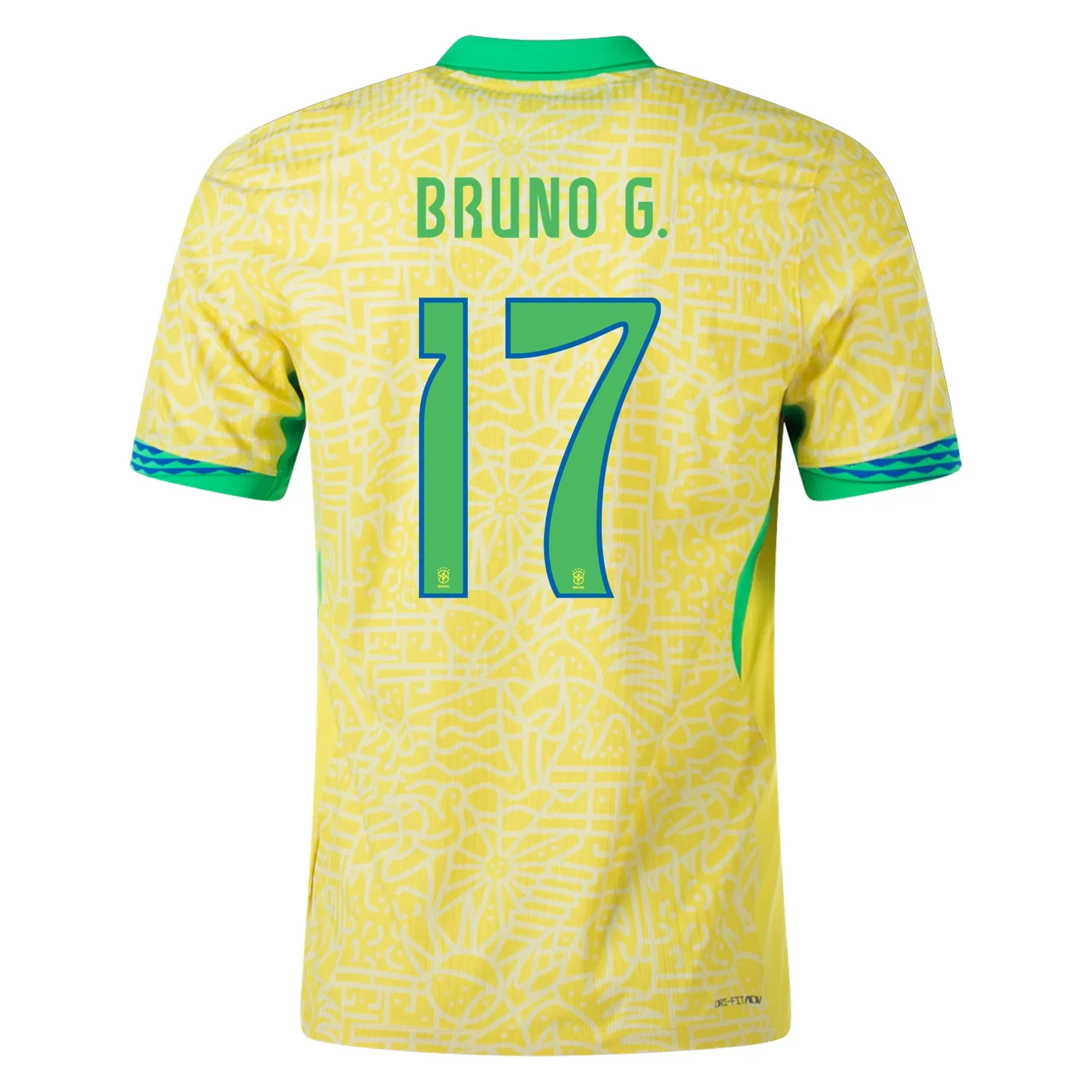 Nike Mens Brazil Bruno Guimar?es Home Jersey 24/25 (Dynamic Yellow/Lemon Chiffon/Green Spark) Light Training Open Weave