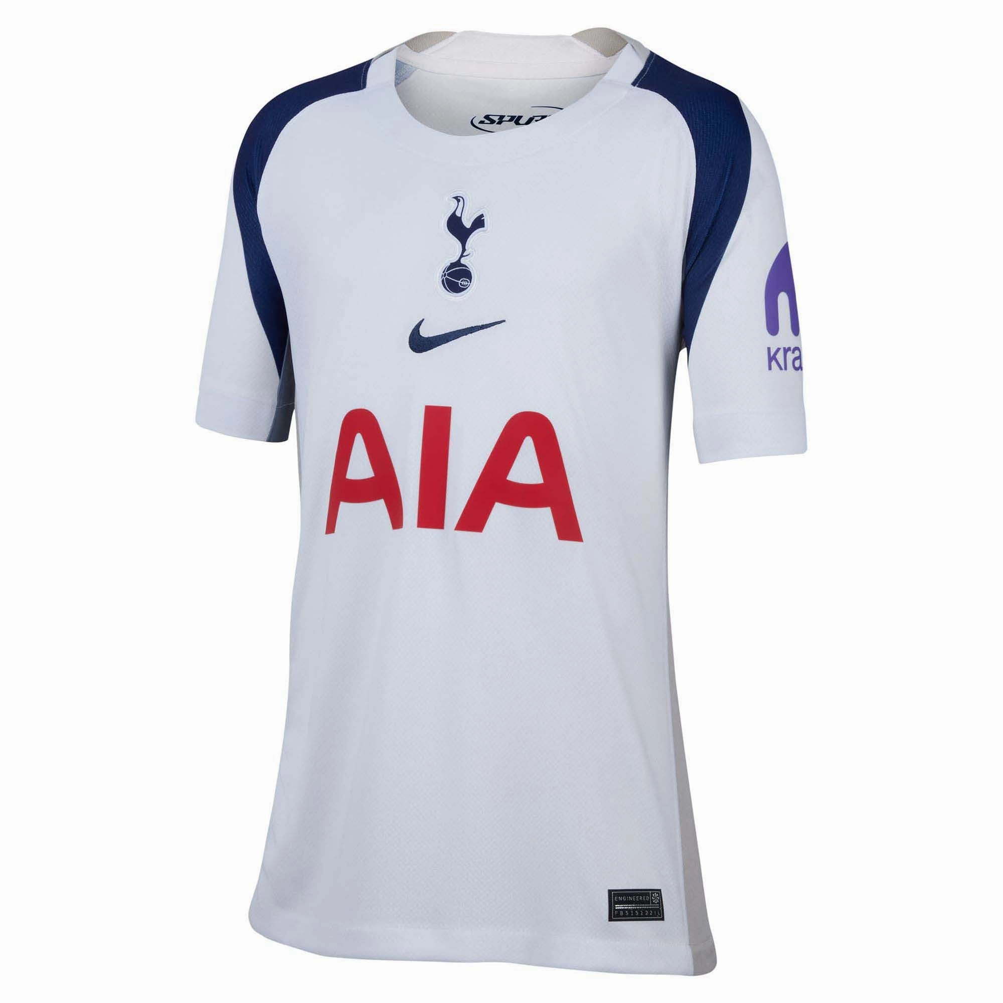 Junior's Tottenham Hotspur FC 2025/26 Stadium Home Soccer Jersey Brushed Interior Flexible Drop Shoulder Cut