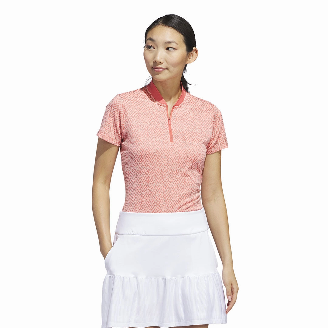 adidas - Women's Ultimate365 Jacquard Polo (IP4241) Reinforced Hemline Zip Up