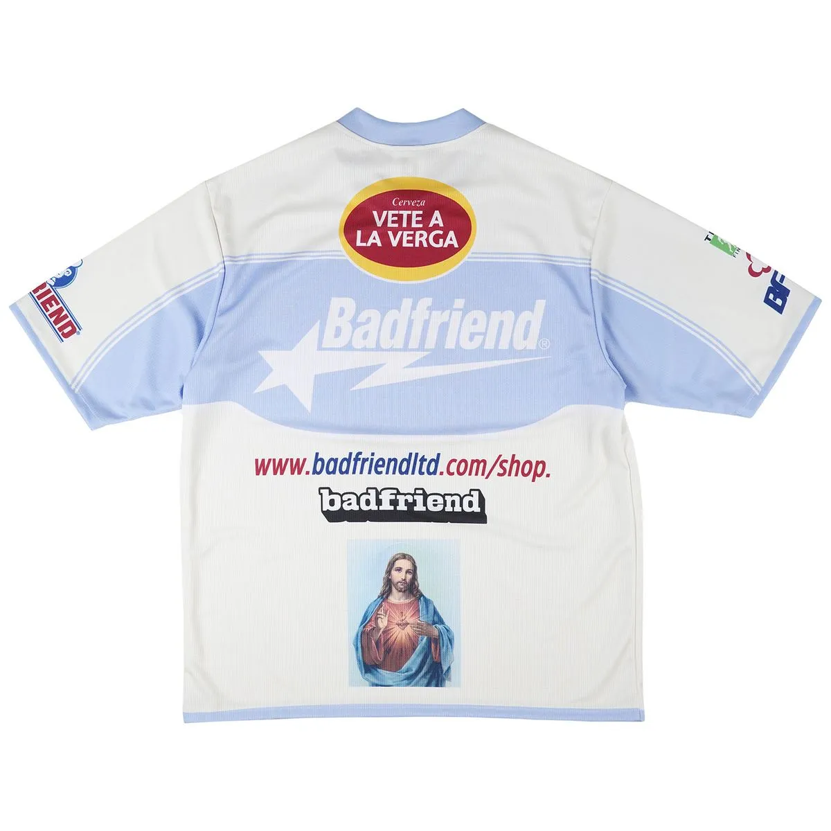 Badfriend "Soccer Jersey" M - Bone / Blue Legend Fit StaticResistant