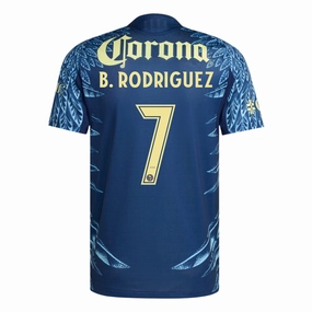 adidas Brian Rodriguez Men's Club Am??rica 25/26 Authentic Away Jersey (Blue) Training Ready