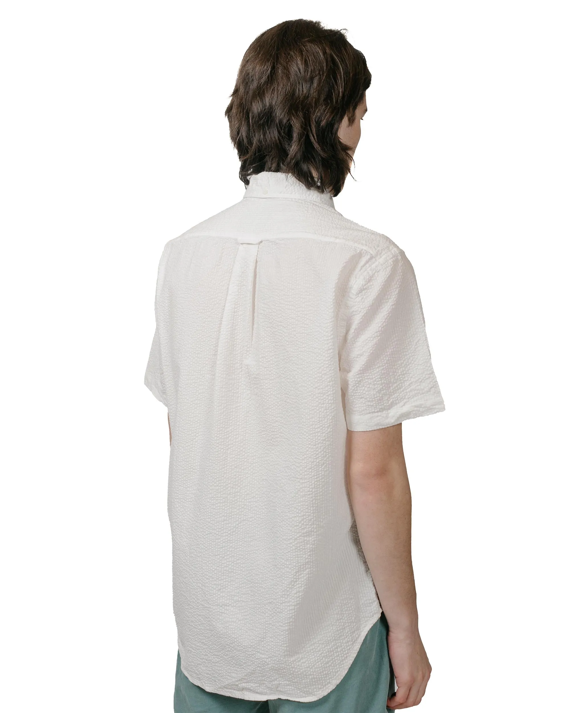 Gitman Vintage Bros. White Seersucker Short Sleeve Shirt Smooth Seam Finish