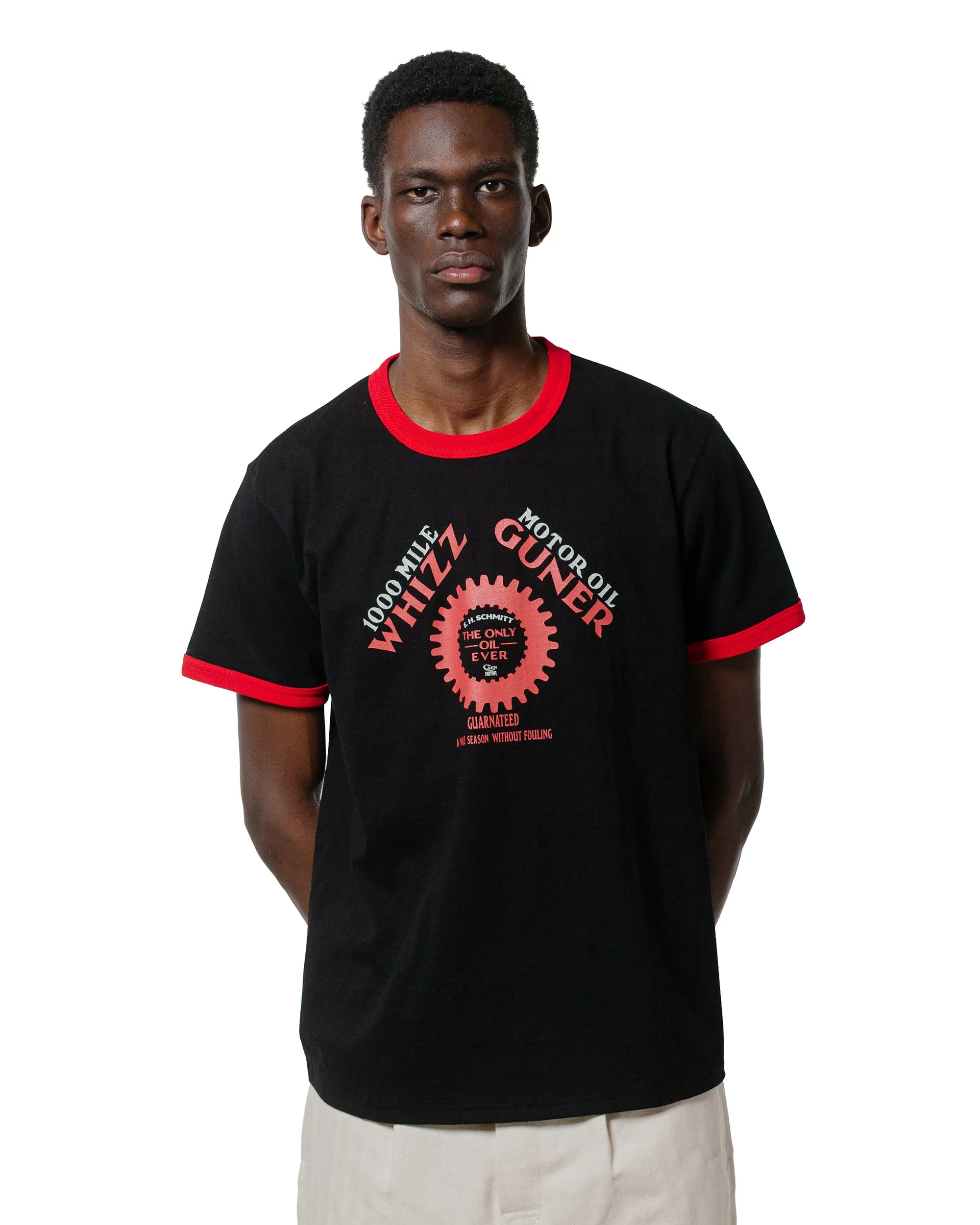 The Real McCoy's MC25016 Joe McCoy Tee / Whiz Gunner Black/Red Microfiber Blend