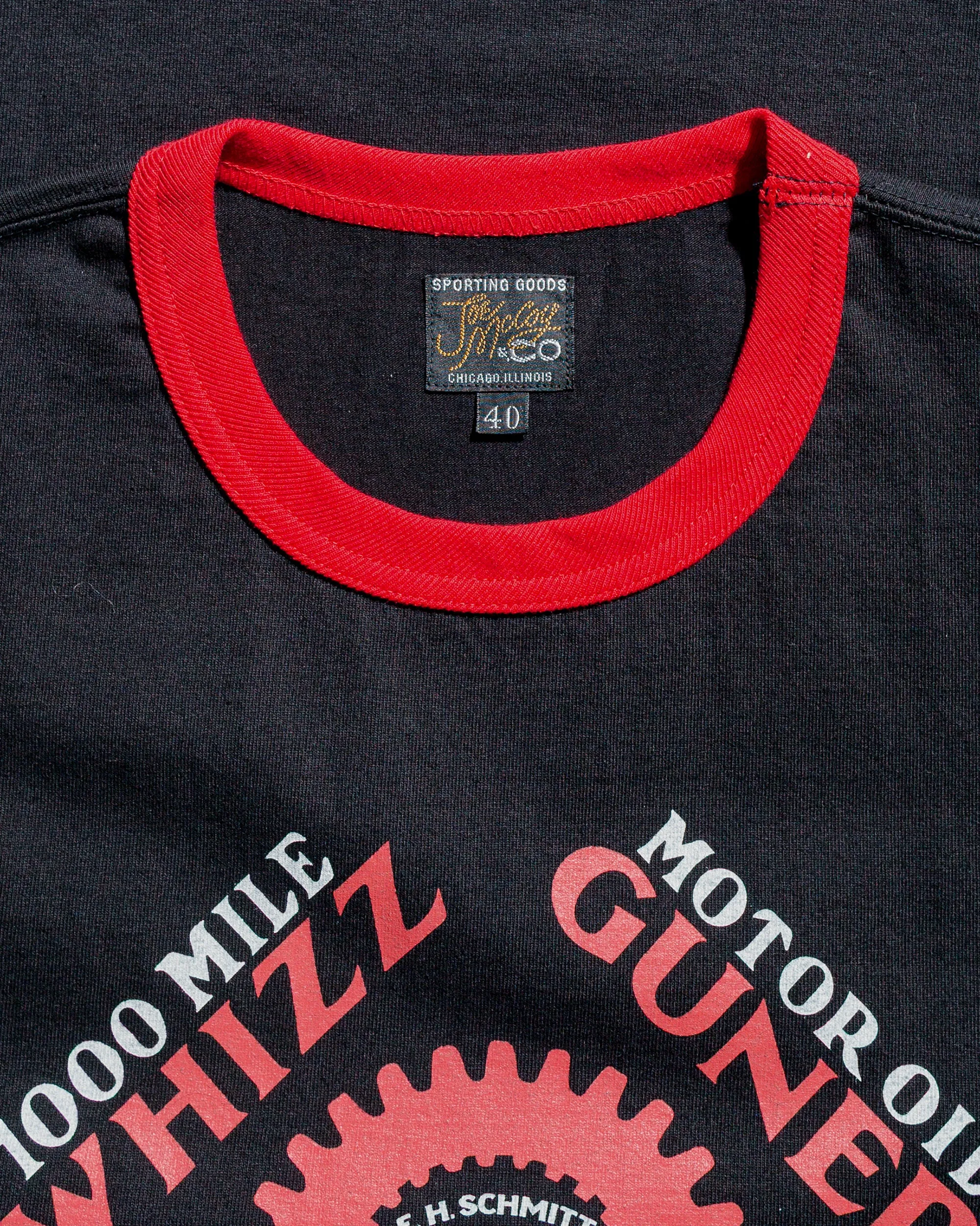 The Real McCoy's MC25016 Joe McCoy Tee / Whiz Gunner Black/Red Breathable Look Good stretch