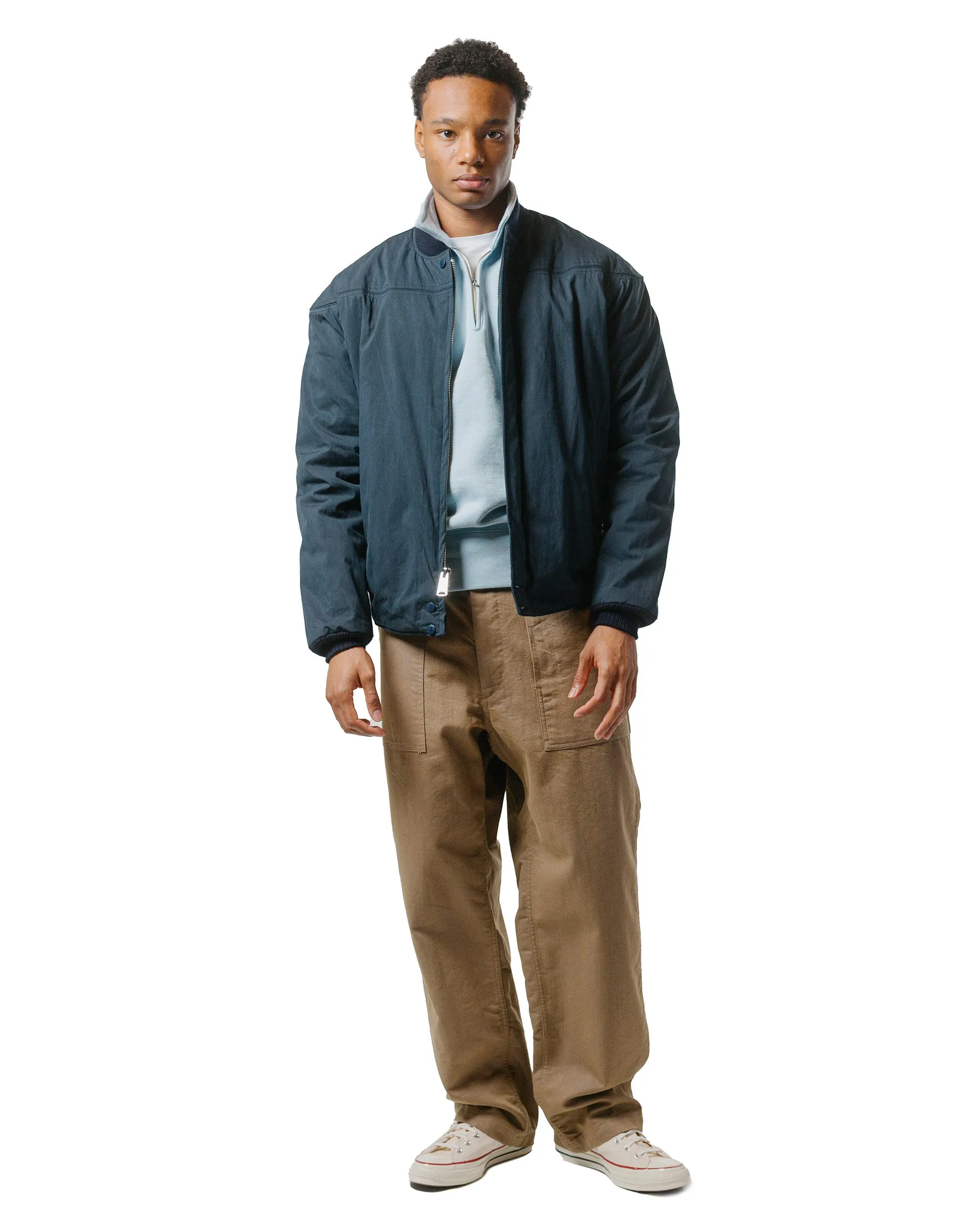 The Real McCoy??s MC24115 10 Oz. Loopwheel 1/4 Zip Sweatshirt Saxe Cotton Blend All-Weather Comfort